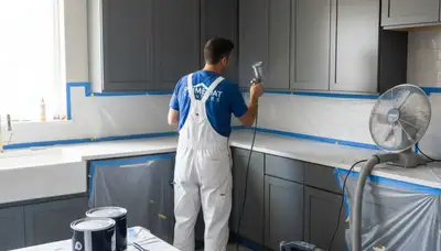 Professional cabinet painting in Memphis, TN kitchen by expert house painters for lasting finish