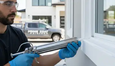 Professional caulking and sealing on Memphis TN home exterior for weather protection by local painters