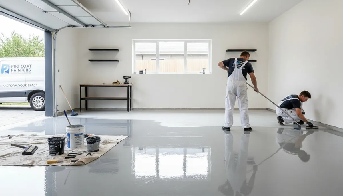 Professional epoxy floor coating in Memphis TN garage by local painting contractors