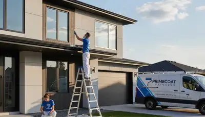 Professional gutter painting on Memphis TN home exterior by expert house painters