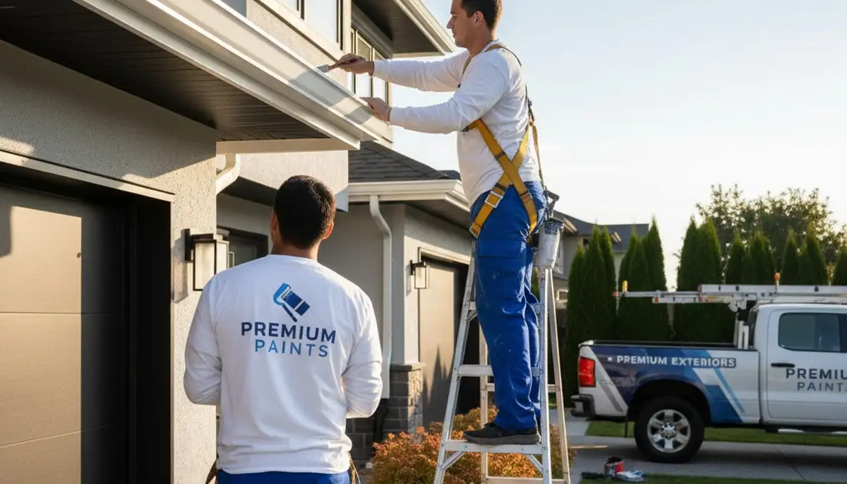Professional gutter painting on Memphis TN home exterior by local house painters