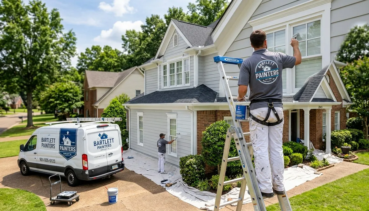 Professional house painters working on residential exterior in Memphis TN
