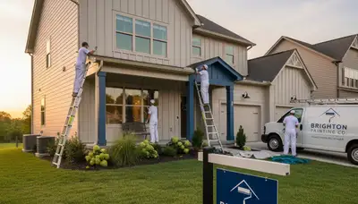 Professional house painters applying exterior paint to a Memphis, TN home siding
