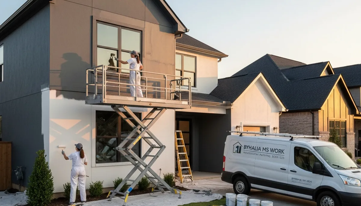 Professional house painters completing exterior home painting project in Memphis, TN