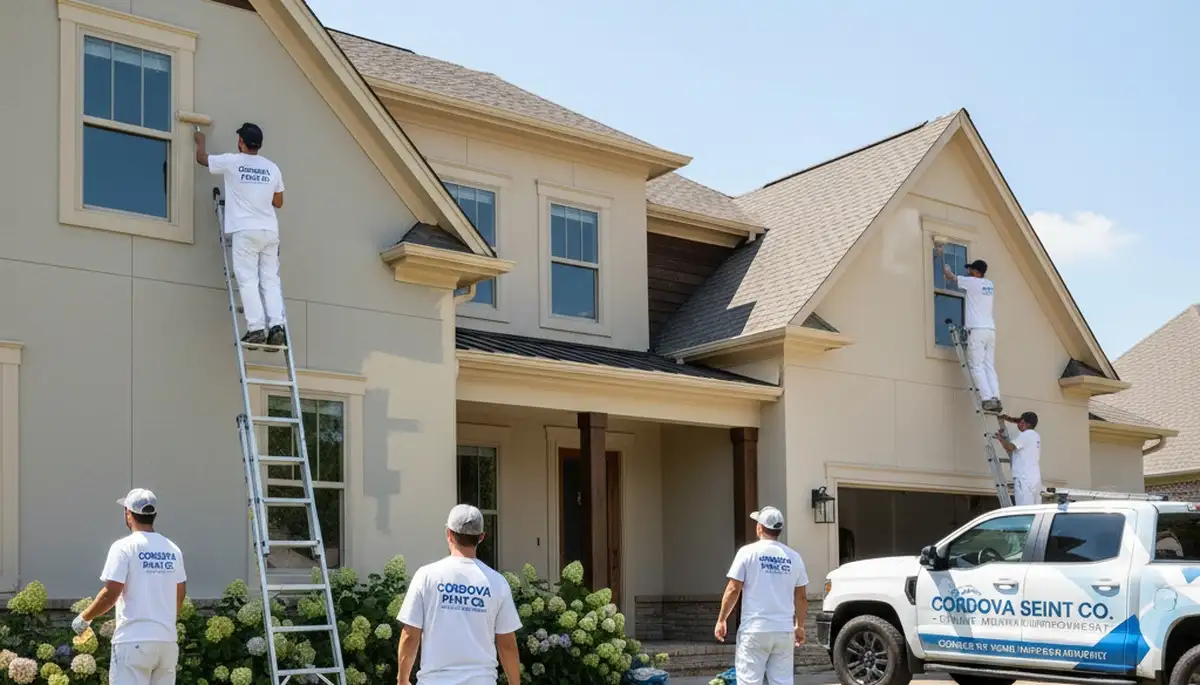 Professional house painters working on exterior home repaint in Memphis, TN