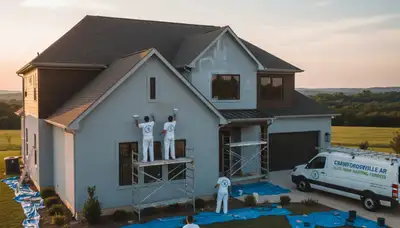 Professional house painters finishing exterior home in Memphis TN
