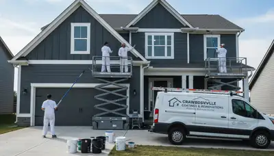 Professional house painters working on exterior home painting in Memphis, TN