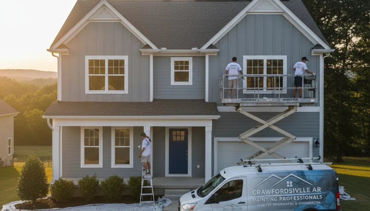 Professional house painters in Memphis TN applying fresh exterior paint to a residential home