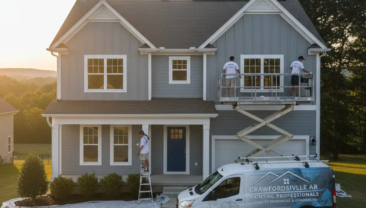 Professional house painters in Memphis TN applying fresh exterior paint to a residential home