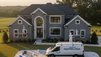 House painting crew in Memphis, TN preparing a home exterior for professional painting