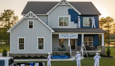 Professional house painters working on exterior home repaint in Memphis, TN