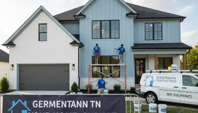 Professional house painters finishing exterior home painting project in Memphis, TN