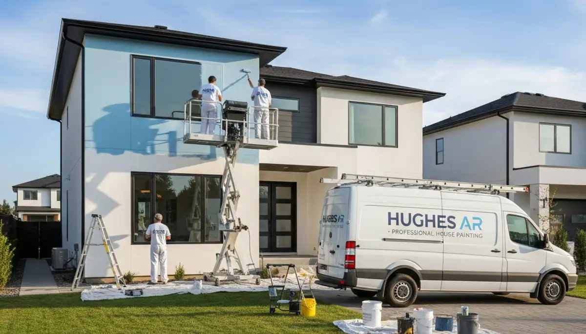Professional house painters working on exterior home in Memphis, TN
