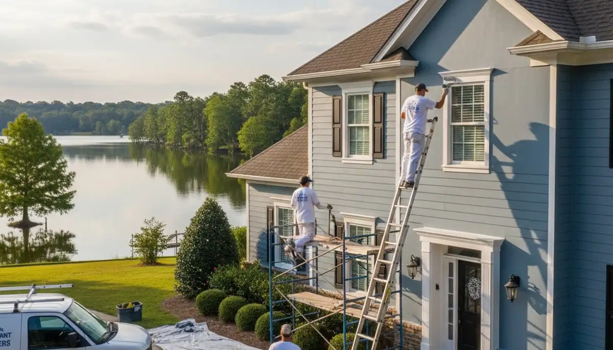Professional house painters refinishing home exterior in Memphis, TN