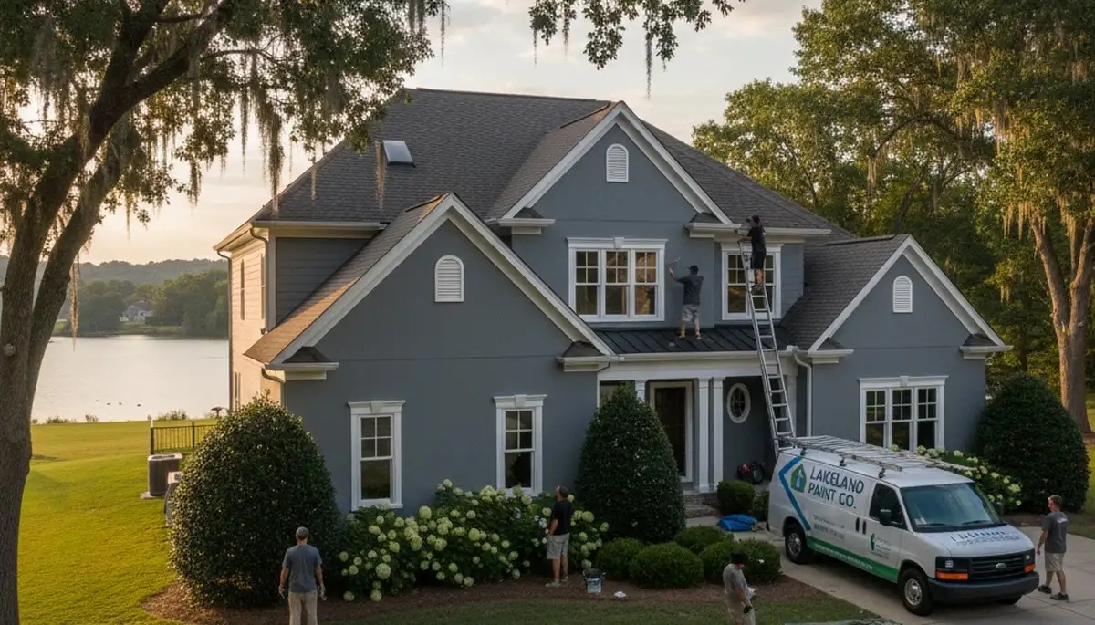 House painters in Memphis, TN painting a home's exterior with professional residential service