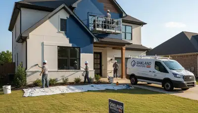 Professional house painters in Memphis TN applying fresh exterior paint to a residential home