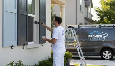 Professional shutter painting and refinishing on Memphis, TN home exterior by local house painters