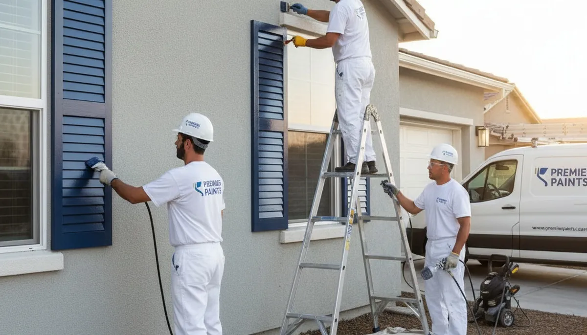 Professional shutter painting on Memphis, TN home exterior by expert house painters