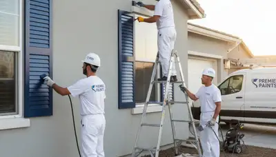 Professional shutter painting on Memphis, TN home exterior by expert house painters