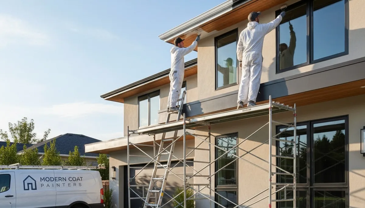 Professional trim and fascia painting on a Memphis TN home by expert house painters