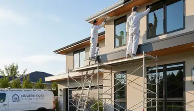 Professional trim and fascia painting on a Memphis TN home by expert house painters