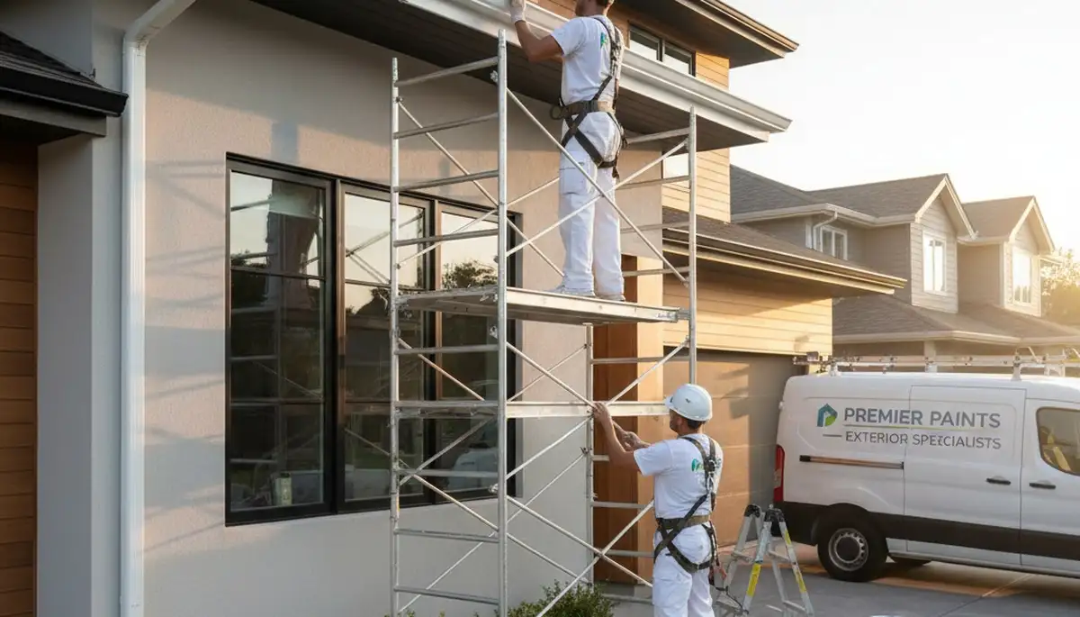 Professional trim and fascia painting on a Memphis TN home by expert house painters